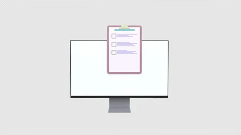 Clipboard with white document paper with a list of checkmarks on computer c.. Stock Footage 303144228