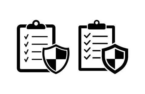 Clipboards with Checklists and Security Shields Symbolizing イラスト素材