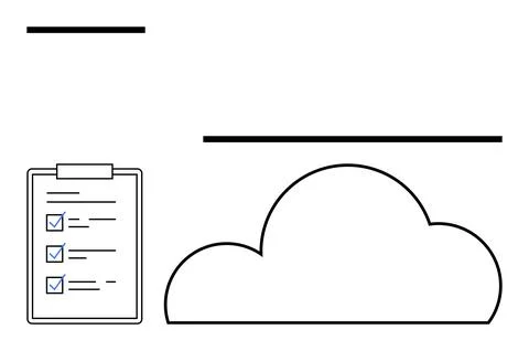 Clipboards with checkmarks, cloud icon, minimalistic lines. Ideal for project Stockillustratie
