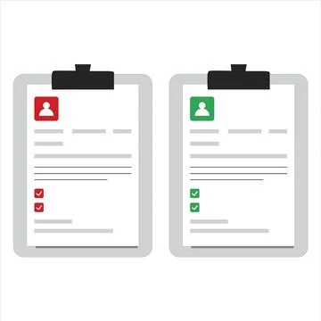 Clipboards with data sheets on a white background Stock Illustration