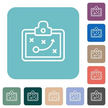 Clipbord game plan outline rounded square flat icons Stock Illustration