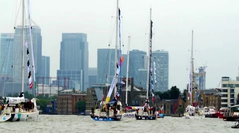 Clippers on the river Thames in London Stock Footage 55820993