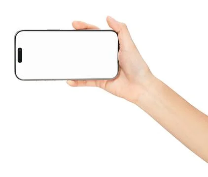 Clipping path, Gesture of hand holding smartphone with a blank screen Stock Photos