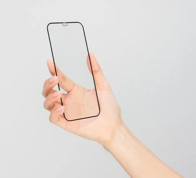 Clipping path, Gesture of hand holding smartphone with a blank screen Stock Photos