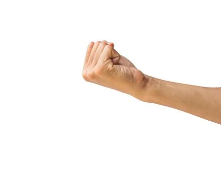 Clipping path hand gestures isolated on white background. Hand making fist si Stock Photos