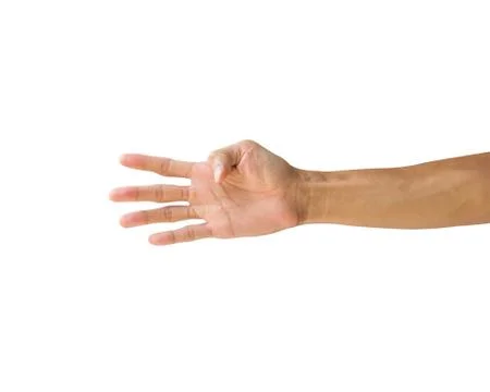 Clipping path hand gestures isolated on white background. Hand making number  Stock Photos