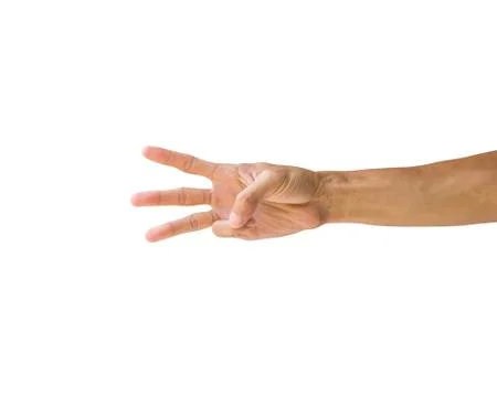 Clipping path hand gestures isolated on white background. Hand making number  Stock Photos