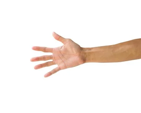 Clipping path hand gestures isolated on white background. Hand making number  Stock Photos