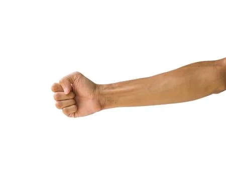 Clipping path hand gestures isolated on white background. Hand making fist si Stock Photos