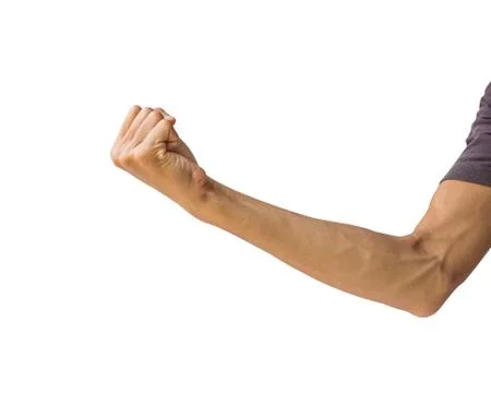 Clipping path hand gestures isolated on white background. Hand making fist si Stock Photos