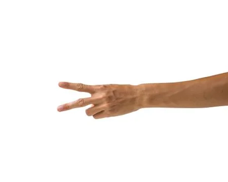 Clipping path hand gestures isolated on white background. Hand making number  Stock Photos