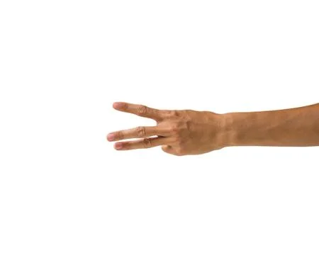 Clipping path hand gestures isolated on white background. Hand making number  Stock Photos