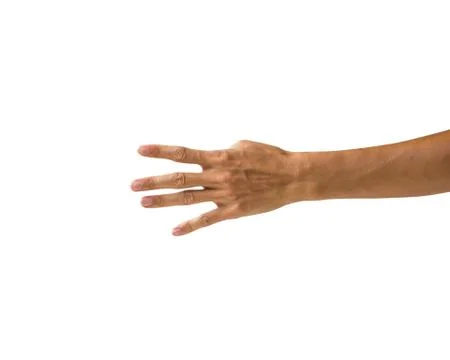 Clipping path hand gestures isolated on white background. Hand making number  Stock Photos