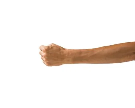 Clipping path hand gestures isolated on white background. Hand making fist si Stock Photos