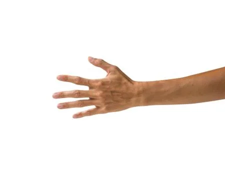 Clipping path hand gestures isolated on white background. Hand making number  Stock Photos