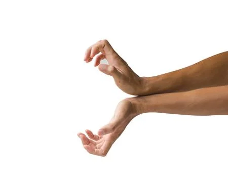 Clipping path hand gestures isolated on white background. Hand mimicking the  Foto stock