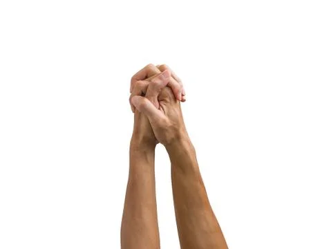 Clipping path hand gestures isolated on white background. A man hand making p Stock Photos