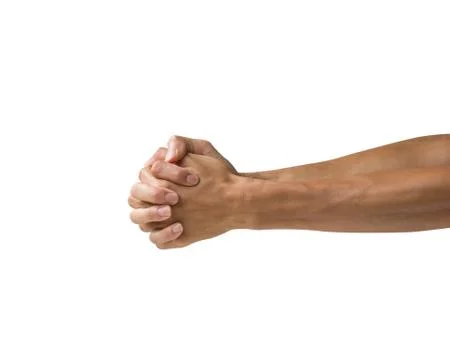 Clipping path hand gestures isolated on white background. A man hand making p Stock Photos