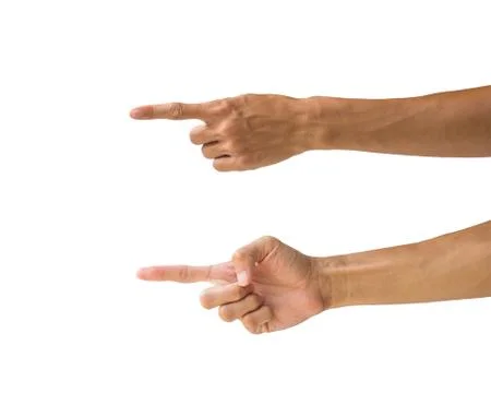 Clipping path hand gestures isolated on white background. Hand making number  Foto stock