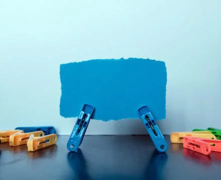 Clips spread woody table Stock Photos