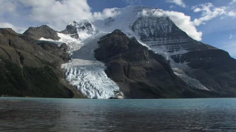 Cliuds over Mount Robson &amp; Berg Lake, British Columbia, Canada Stock Footage 352093