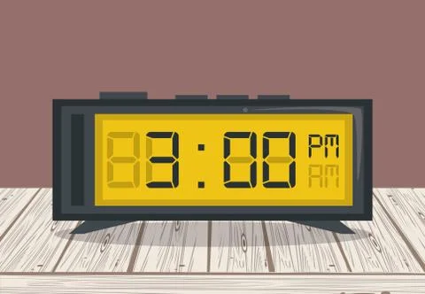 Clkcl digital alarm on table Stock Illustration