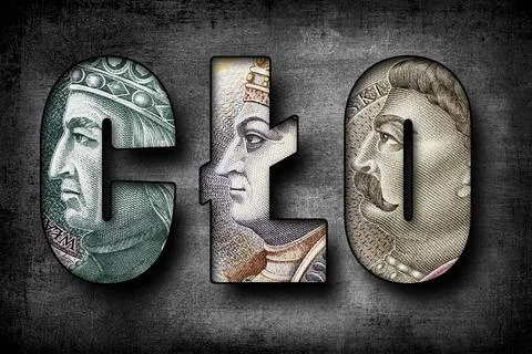 CLO Text Made of Polish Banknotes Stock Photos