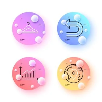 Cloakroom, Undo and Graph minimal line icons. For web application, printing Illustrazione stock