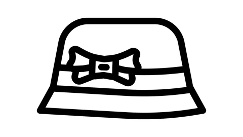 Cloche hat cap line icon animation Stock Footage 326762123