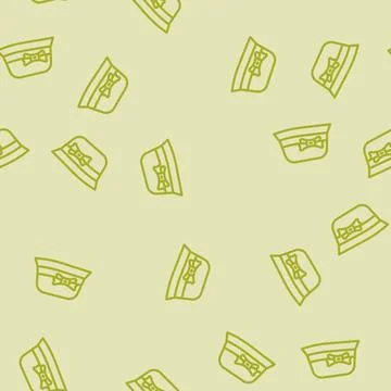 Cloche hat cap line vector seamless pattern 스톡 일러스트