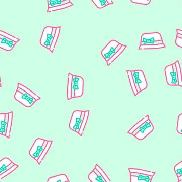 Cloche hat cap vector seamless pattern 스톡 일러스트