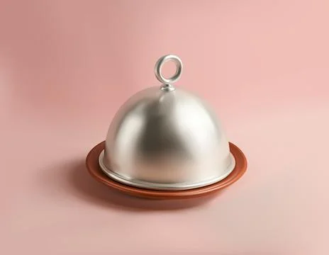 Cloche on Serving Tray vector 3d icon Stock Illustration