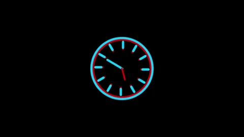 Clock on 12 hour clock 4k video 3d clock animation on black background. m 45 Stock Footage 259808601