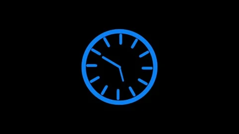 Clock on 12 hour clock 4k video 3d clock animation on black background. m 47 Stock Footage 259808621