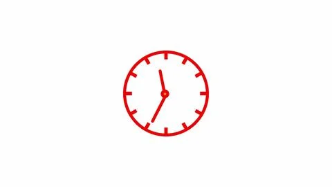 Clock in 12 hour loop. Clock with moving arrows on white background. Stock Photos