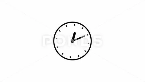 Clock in 12 hour loop. Clock with moving arrows on white background ...
