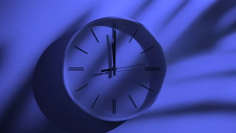Clock At 12 a night on the wall. Stock-Footage 309654120