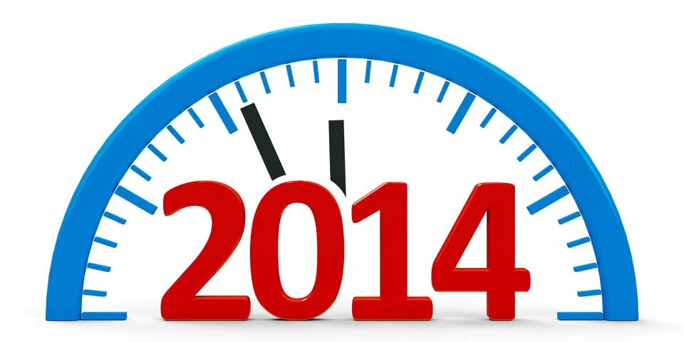 Clock 2014, half Stock Illustration