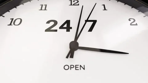 Clock. 24 to 7 loop side black white Stock-Footage 318307712