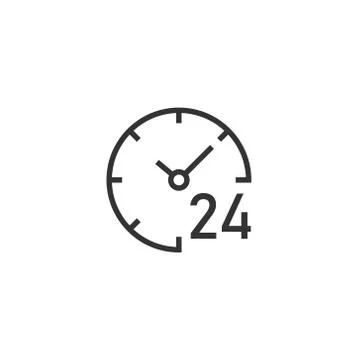 Clock 24/7 icon in flat style. Watch vector illustration on white isolated ba Stock Illustration