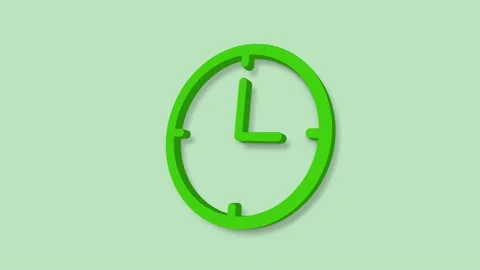 Clock 3d icon isolated on green background. Time symbol. 4K Stock Footage 156895249