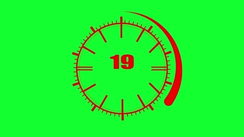 Clock 45 minutes duration timer countdown animation. 库存影片 344091364