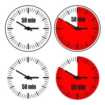 Clock 50 min icon Stock Illustration