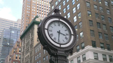 Clock On the 5th Ave in New York City in 4K Slow motion 60fps Video stock 127101994