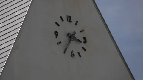Clock after the nuclear irradiation and the tsunami, Fukushima, Futaba, Japan Stock Footage 232982261