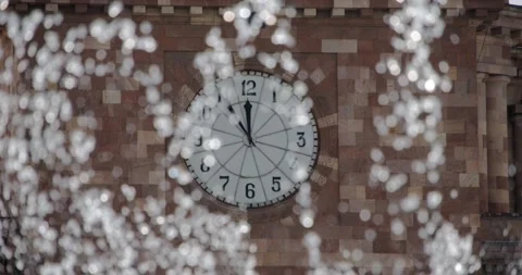 Clock against the background of the fountain Stock Footage 150752831