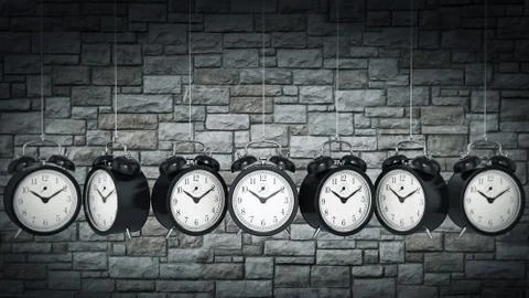 Clock alarm 3D. Time concept. Stock Illustration