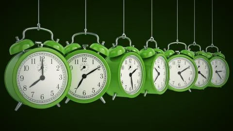 Clock alarm 3D. Time concept. Stock Illustration