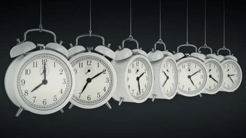 Clock alarm 3D. Time concept. Stock Illustration