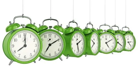 Clock alarm 3D. Time concept. Stock Illustration